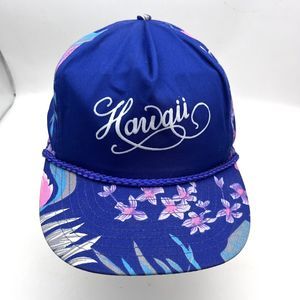 Nissin Vintage Hawaiian Floral Print Hawaii Blue Rope Snapback Retro Hat